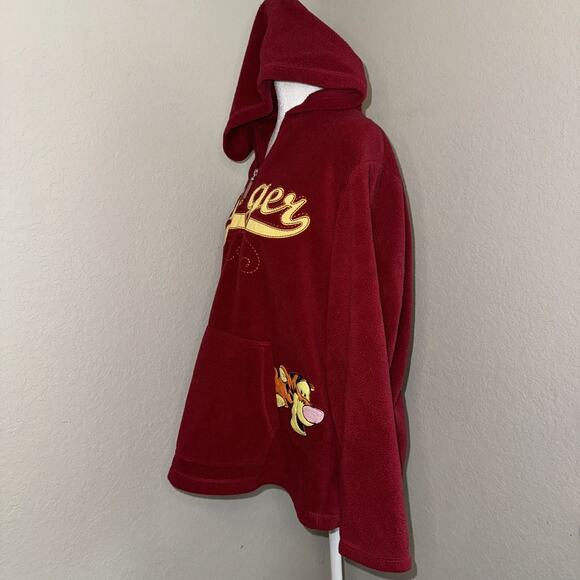 Vintage Disney Winnie The Pooh Tigger Fleece Hoodie Women's 1X Red 1/4 Zip - Picture 2 of 11